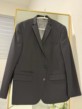 Bar III Slim Fit Mens Charcoal Single-Breasted Black Blazer Coat Size 42S